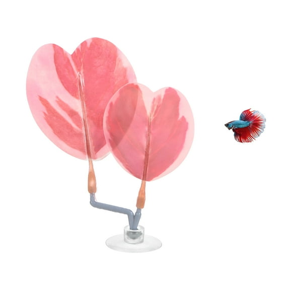 Uxcell 1-Pack Betta Fish Leaf Pad, Hammock Plant Leaf Pad, Resting Fish Rest Bed for Fish Tank Decorations [Pink, Heart-Shaped]