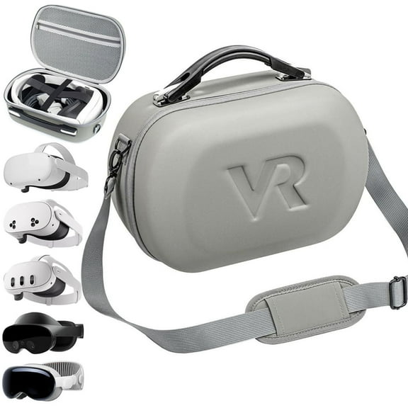 Carrying Case for Meta Quest 3S/Quest 3/Oculus Quest 2/Pico 4/Quest Pro/Vision Pro, Portable Travel Case for Controllers and Other Accessories, Waterproof Shockproof Portable Bag with Mesh Pocket