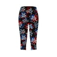 thumbnail image 3 of DDAPJ pyju Womens Plus Size Capri Leggings 4th of July Patriotic Casual Summer Capris High Waisted Knee Length Yoga Workout Compression Pants Sales Today Clearance Red M, 3 of 5