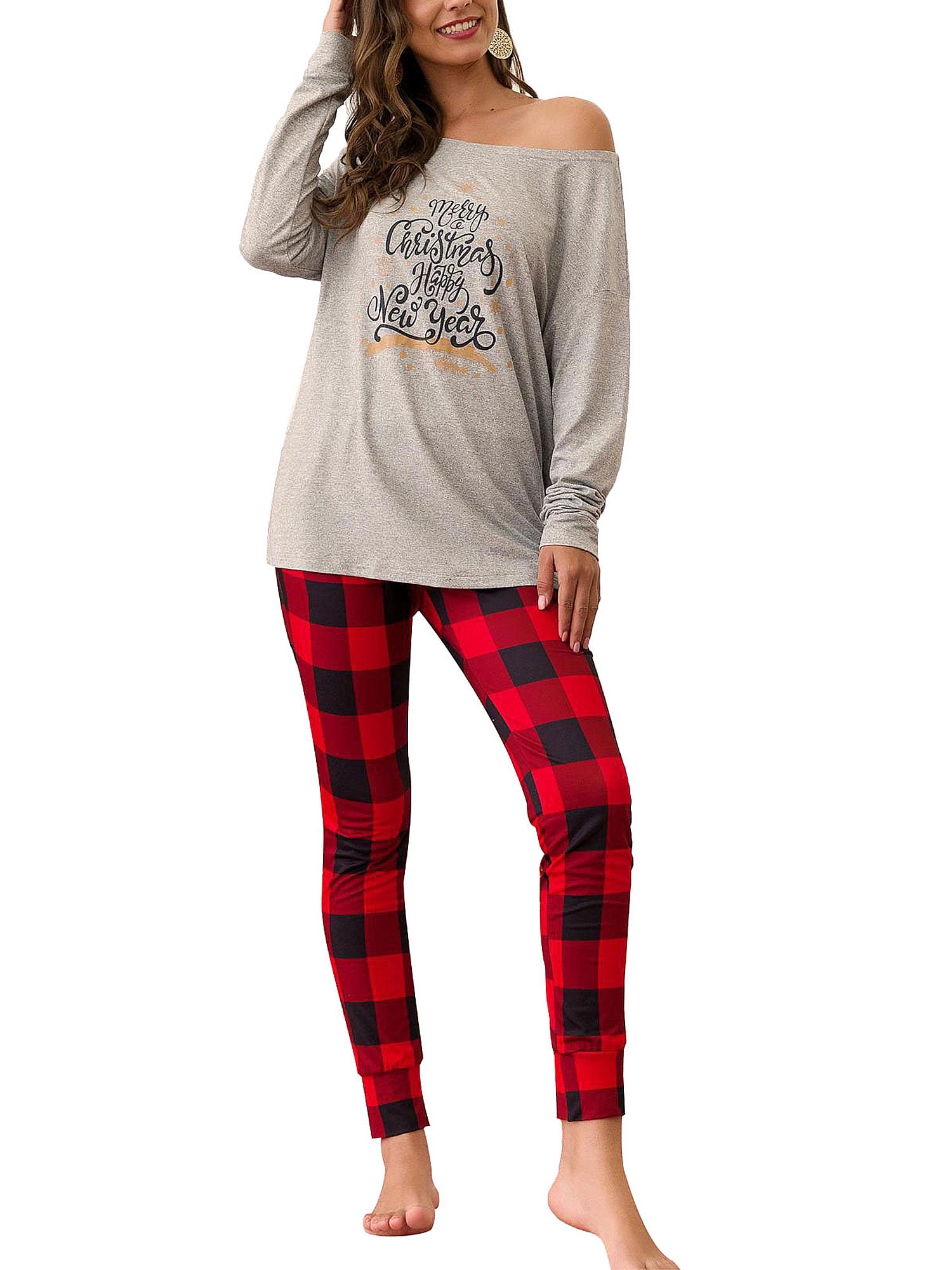 Cromoncent Girls 2PCS Long-Sleeve Sleepwear Xmas Shirt Pajama Sets