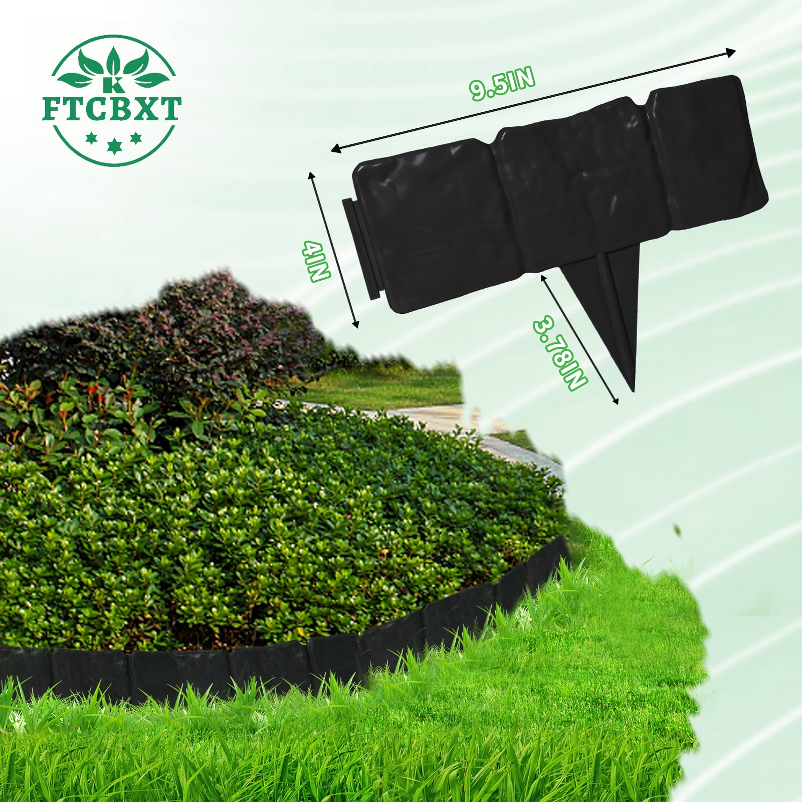 2025 New Landscape Edging Border,16 ft Plastic Stone Effect Garden Edging Border for Lawns,Flower Beds,Patios ,Yard (20 pcs, Black)