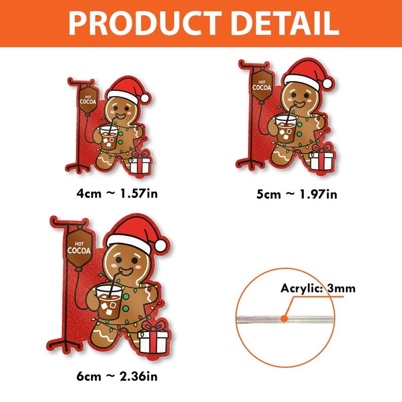 TiniDecor Gingerbread Hot Cocoa Badge Reel, Christmas Retractable ID Holder, Cute Nurse Gift