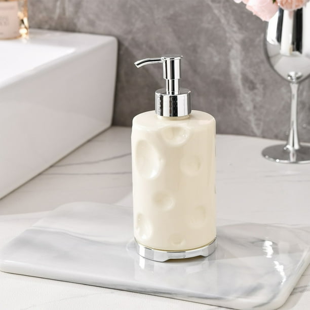 Dispensador de desinfectante de manos 420 ml | Bomba recargable para jabón líquido o loción | Botella bomba de plástico multiuso para baño, cocina, encimera | Transparente, blanco, negro | 6.81x2.87