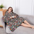 thumbnail image 5 of Oversized Wearable Blanket Hoodie,Colorful Floral Skull Pattern Sherpa Blanket Hoodie with Super Pockets,Super Warm Fuzzy Pullover for Women & Men, 5 of 6