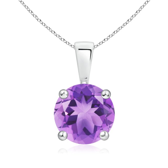 Angara Collier en Améthyste Naturelle - Pendentif Solitaire en Améthyste Rond avec Griffes 1,7 ct en Platine pour Femmes