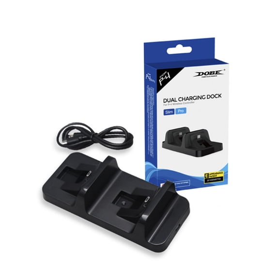 DOBE PS4 Dual Controller Charging Station - Fast Charging Dock for PS4 Wireless Controllers | USB-Powered, LED Indicators, Anti-Slip Base, Compatible with All PS4 Models (PS4 Pro/Slim/Original)