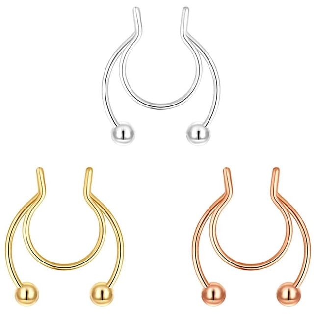 Anillos de nariz falsos de 20 g, aro con clip, joyería de tabique de acero inoxidable, pendientes de cartílago falsos no perforantes, anillos de labio, anillo de nariz falso, joyería para mujeres y hombres JM Accesorios de joyería