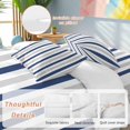 thumbnail image 2 of Navy Blue White Stripes Duvet Cover Set Full Size, Minimalist Abstract Vertical Striped 4 Piece Soft Microfiber Bedding Set with 1 Duvet Cover, 1 Flat Sheet, 2 Pillowcases, 2 of 9