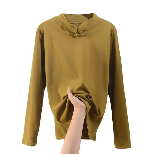 Yuyuzo Hauts de Pyjama pour Femmes Doublés en Molleton Col Roulé Couche de Base sous-Vêtements Thermiques en Molleton