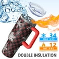 thumbnail image 5 of Red and Black Checkered Christmas Snowflake Pattern Tumbler with Handle and Lid,40oz Double Wall Vacuum Insulated Tumbler,Cups Gift for Women and Men, 5 of 7