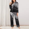 thumbnail image 2 of Rateoe Monochrome Leopard Horse Pattern Womens Pajamas Set Long Sleeve Sleepwear Button Down Nightwear Soft Cotton Pj Lounge Sets-Large, 2 of 7