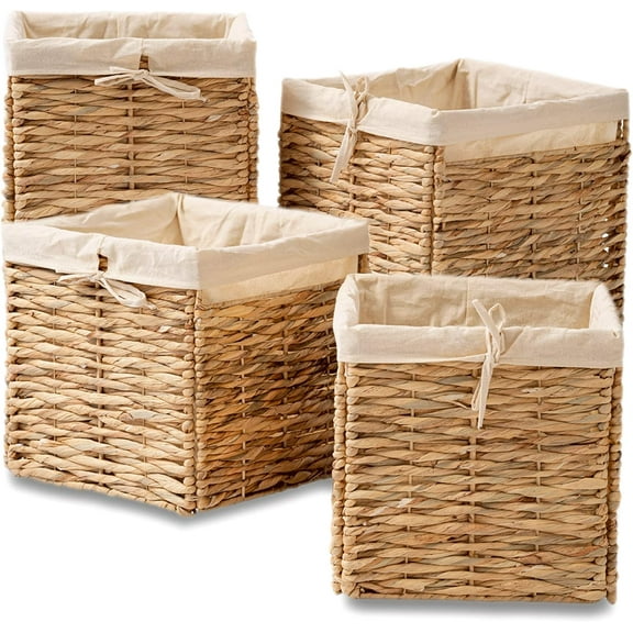 Artera Foldable Wicker Storage Basket - Natural Woven Cube Storage Bins