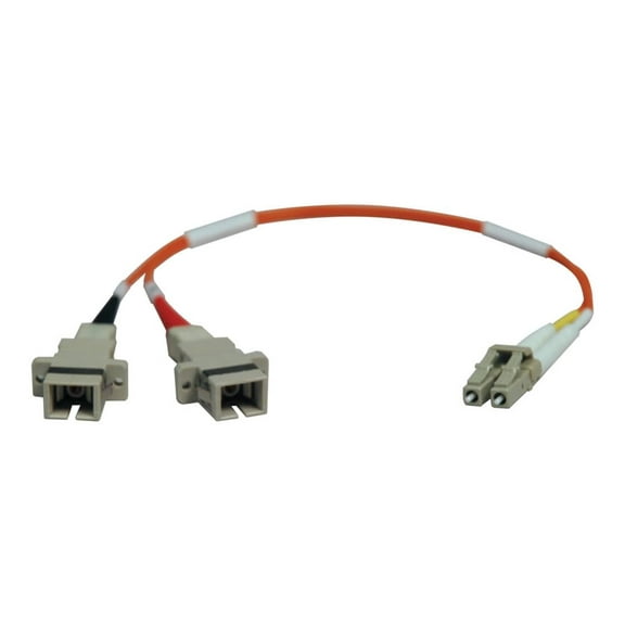 Tripp Lite 0.3M Duplex Multimode Fiber Optic 50/125 Adapter LC/SC M/F 1ft 1' 0.3 Meter (N458-001-50)