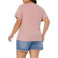 thumbnail image 4 of DARING DIVA Women's Plus Waffle Button V Neck Blouse 1X Pink, 4 of 6