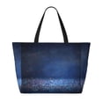 thumbnail image 2 of Gaeub Retro Blue Glitter Print Beach Bag,Large Tote Bag,Waterproof Sandproof Women Tote Bag,Pool Bag with Zipper for Gym Grocery Travel, 2 of 7