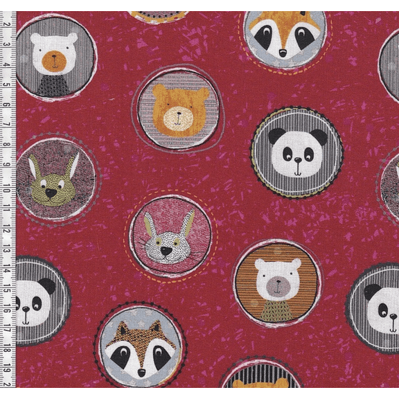 Stof European Pretty Panda Animals Red Quilting Cotton Fabric By The Yard