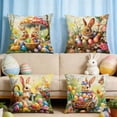 thumbnail image 6 of AZXY Easter Throw Pillow Covers 18x18 Set of 4, Bunny & Egg Decorative Pillowcases, Soft Flock Fabric Pillow Covers for Couch Sofa Living Room Bedroom Spring Easter Home Decor, 6 of 6