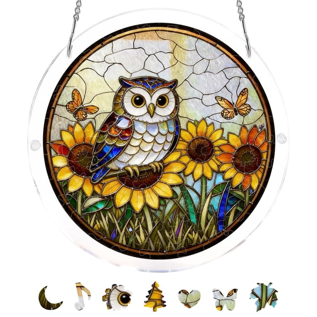 Acrylic Puzzles Suncatcher Window Hanging 83 Pieces Stained Glass Acrylic Puzzle Song Decoration For Women Men Mom Birthday Home Decor