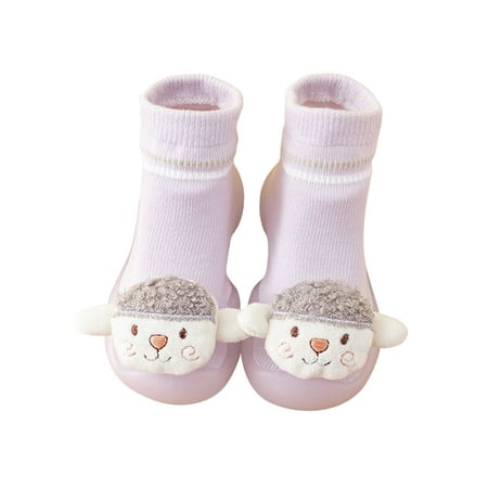 

UKAP Girls Sock Slippers Knit Upper Floor Slipper High Top Socks Shoes Lightweight Slip On First Walking Shoe Boys Cartoon Breathable Purple Cartoon 5.5C