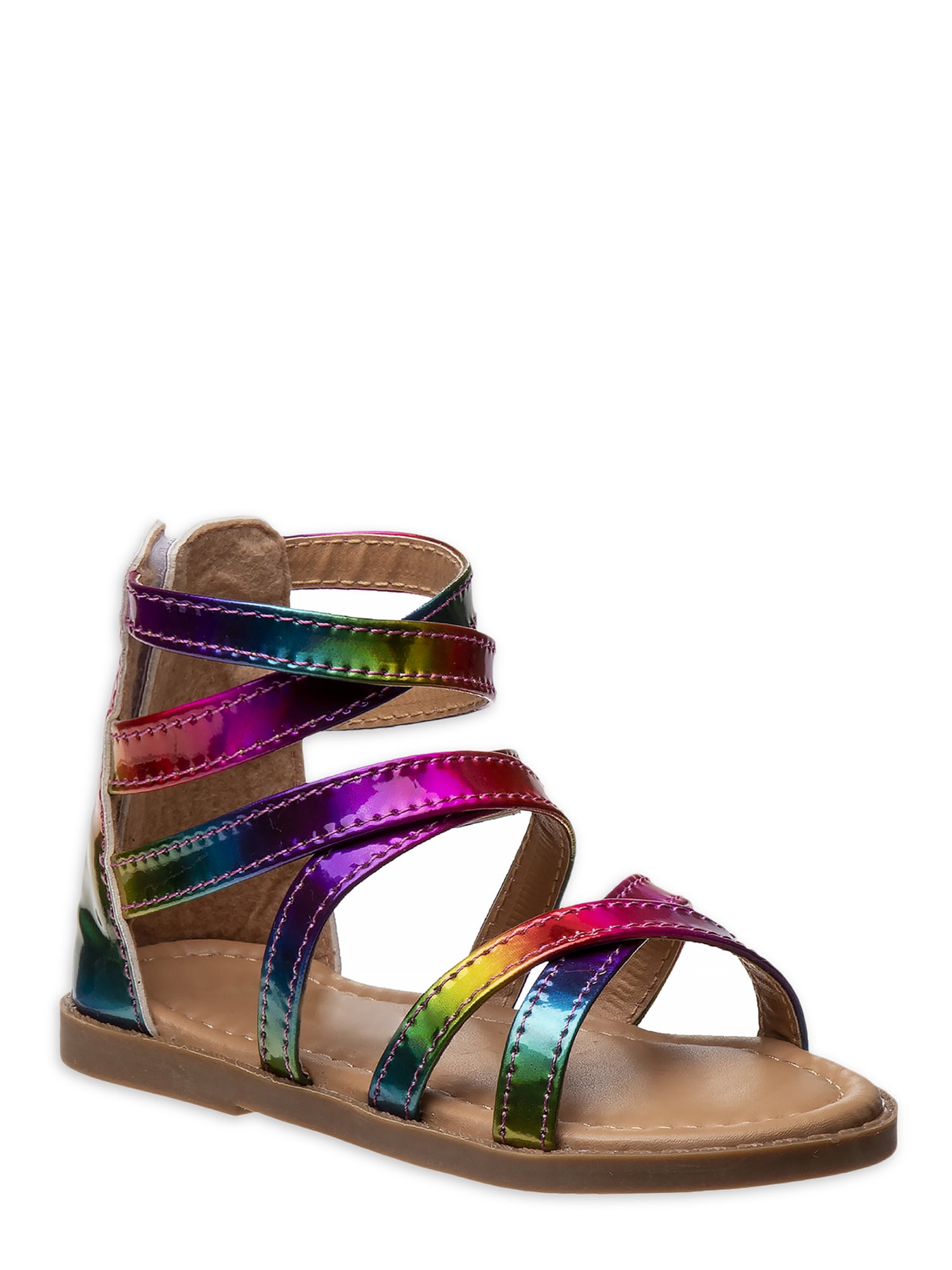 Petalia Multi Color Flat Sandals with Rhinestones, Gladiator Footwear
