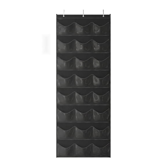 Baseball Hat Rack, 24 Pocket Over-The-Door Hat Organizer with Clear Deep Pockets to Display Baseball Caps Collection, Complete with 3 Over Door Hooks (Black, 24 Pockets)