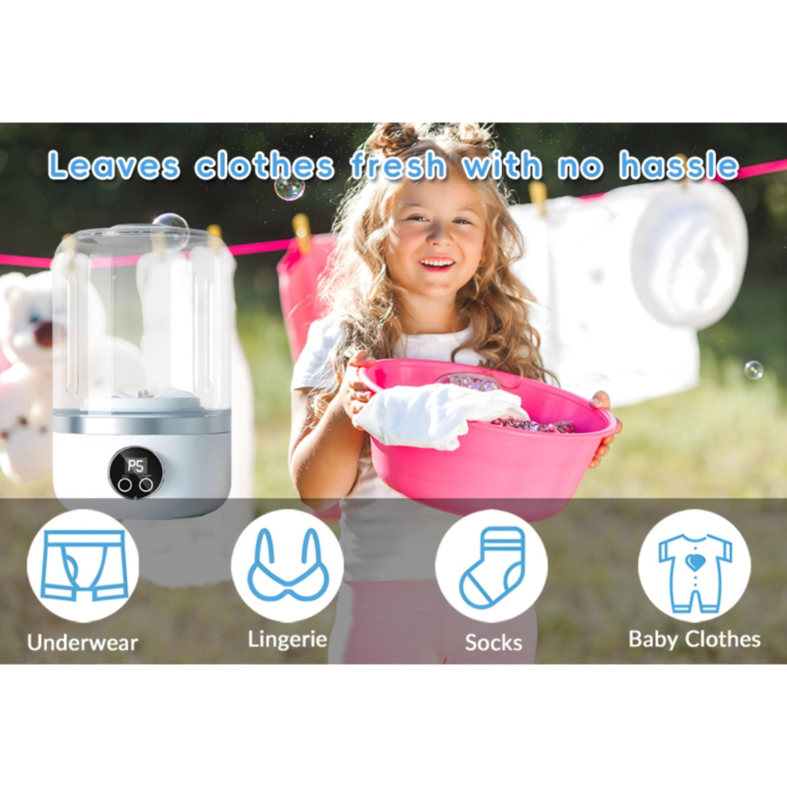 1pc Underwear Washer, Portable Rechargeable Mini Ultrasonic Washing Machine for Underwear, Cordless Small Laundry Machine for Clothes,Socks, Mini Design for Apartment,Camping,Travel