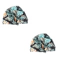 thumbnail image 3 of Monstrate Gorros para el cabello seco para ducha, cubierta de banda elástica resistente al agua con estampado de flores, turbante, sombrero rizado Hoja 2piezas Monstrate CBP395413, 3 of 6