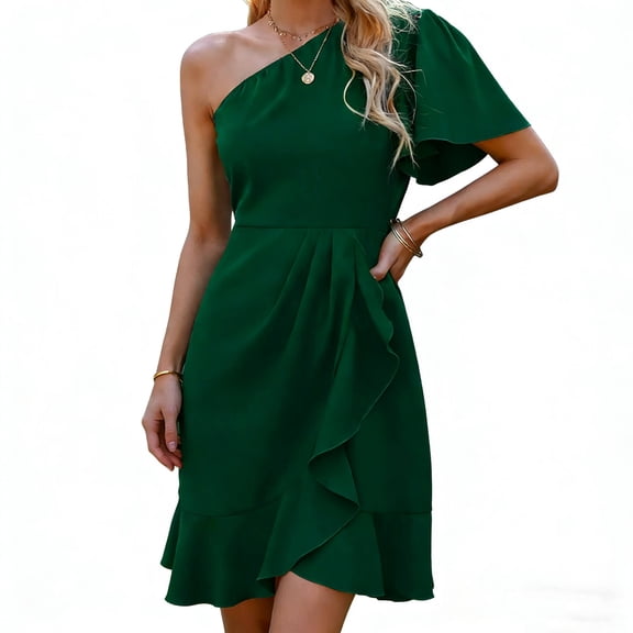 Staron Plus Size Summer Dresses for Women Casual Chiffon Sleeveless A-Line Flowy Party Vacation Elegant Dress, Green M
