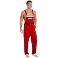 thumbnail image 5 of iiniim Men's Christmas Costume Mr Santa Claus Cosplay Velvet Overalls Jumpsuit with Pocket Red XXL, 5 of 8