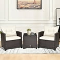 thumbnail image 3 of Gymax 3PCS Outdoor Patio Rattan Conversation Set Garden Yard w/ Off White Cushions, 3 of 10
