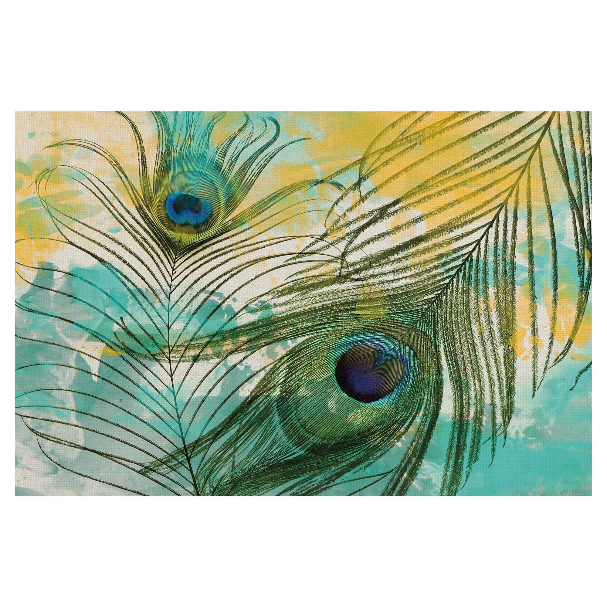 Masterpiece Art Gallery Painted Peacock Feathers by GI ArtLab Canvas ...