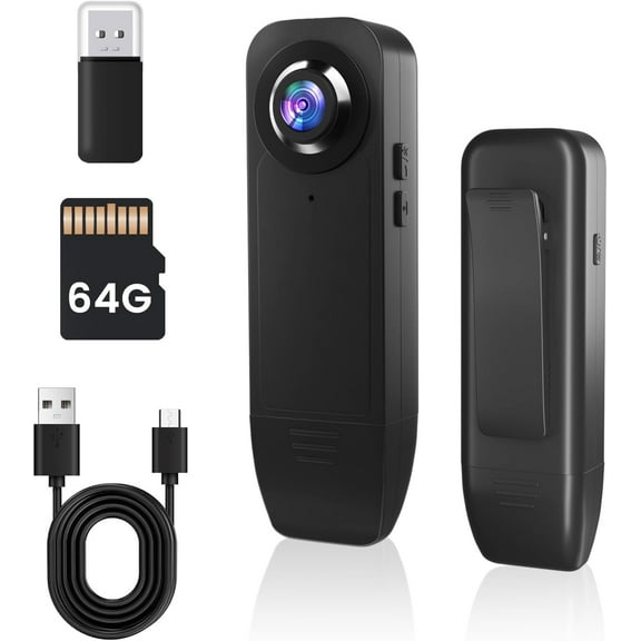 Zmisner HD Bodycam Mini Body Camera, 1080P Mini Camera without WiFi, Portable with 64 GB TF Card, Small Body Camera, 1000 mAh, Long Battery Life, Night Vision, Motion Detection