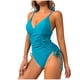 thumbnail image 2 of Trajes de baño de una pieza para mujer, traje de baño de bikini con tirantes y espalda descubierta de color liso para mujer, 2 of 5