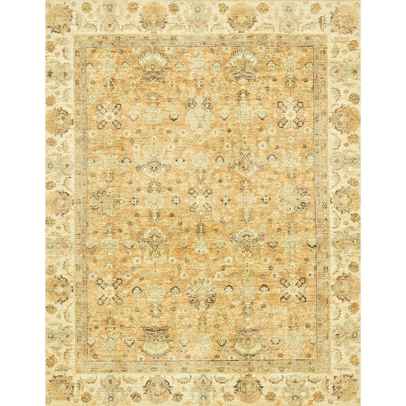 Ahgly Company Machine Washable Indoor Rectangle Abstract Yellow Area Rugs, 3' x 5'