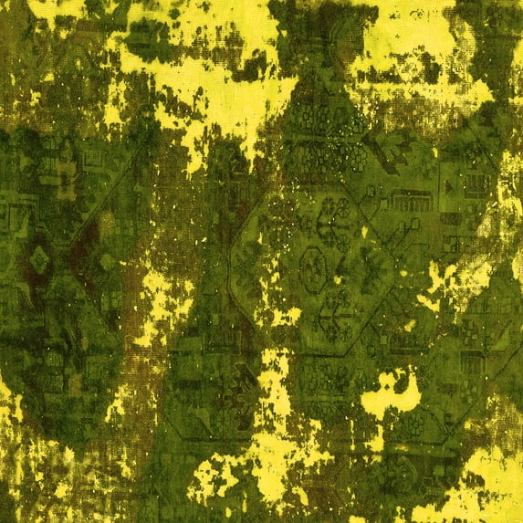 Ahgly Company Indoor Square Abstract Yellow Modern Area Rugs, 7' Square