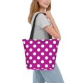 thumbnail image 2 of Cauagu Purlpe And White Polka Dot Print Canvas Aesthetic Tote Bag for Women Beach Bag Shopping Bags Shoulder Bag Reusable Grocery Bags, 2 of 7
