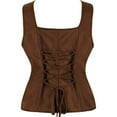 thumbnail image 4 of Holzkary Women's Renaissance Lace Up Vintage Boned Bustier Corset with Garters Scoop Neck Corset Tops Slim Fit Waistcoat Gothic Medieval Bodice Vest Top Waistcoat Halloween Gothic Bodice Brown Xs, 4 of 4