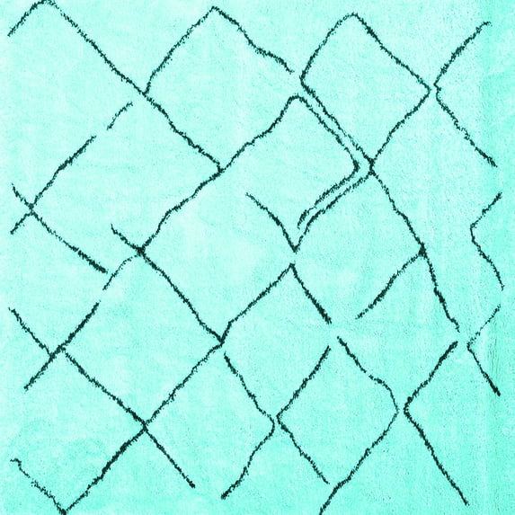 Ahgly Company Indoor Square Persian Turquoise Blue Traditional Area Rugs, 8' Square