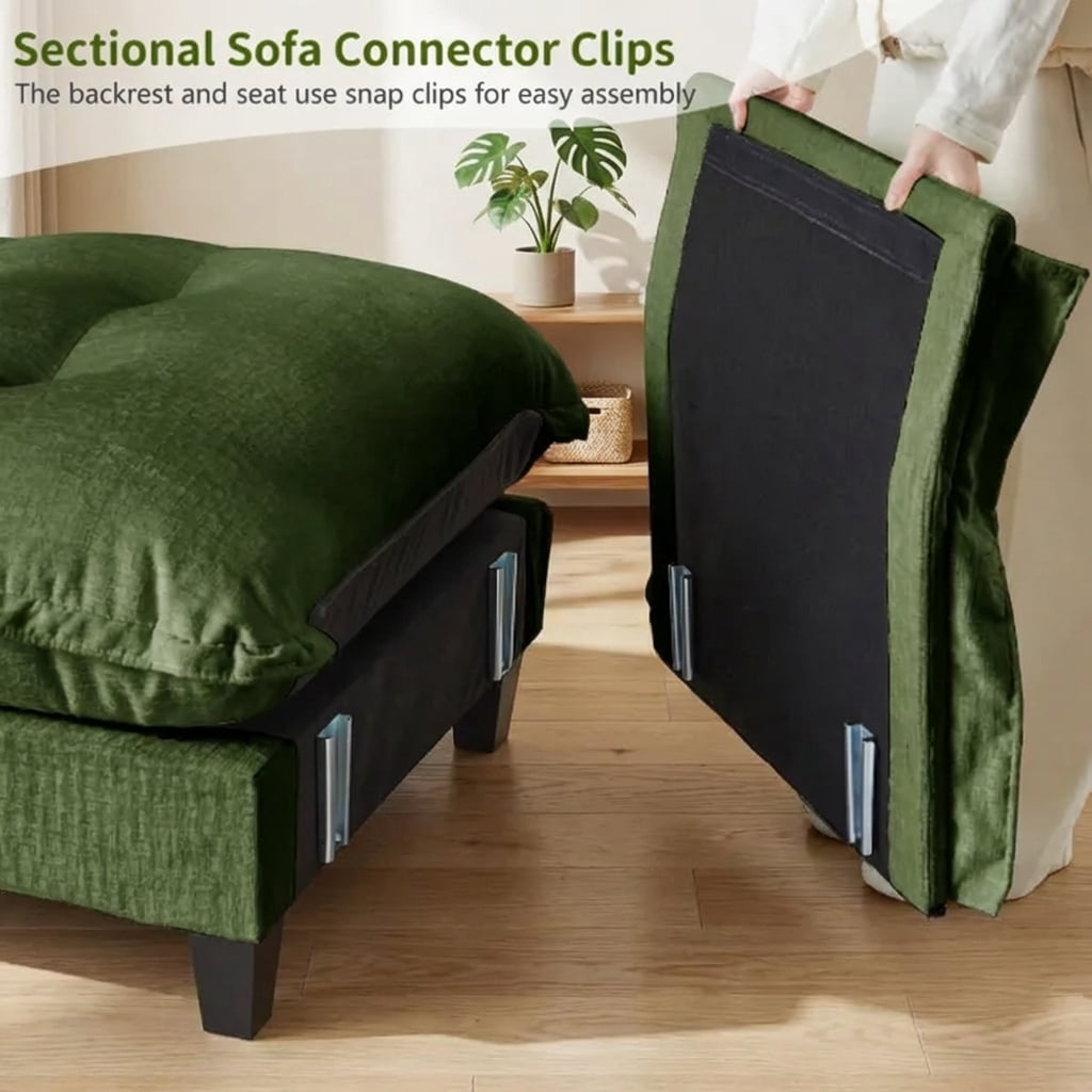 AISWORD 77" Sleeper Modular Sectional Cloud Sofa with 2 Ottomans, Chenille Fabric Deep Seat Couch with Lattice Decored Cushions