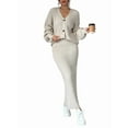 thumbnail image 3 of Conjunto de Dos Piezas para Mujer: Suéter de Punto de Larga, Abrigo Abotonado, Top y Falda Larga Ajustada, Ropa de Otoño. Albaricoque S, 3 of 9