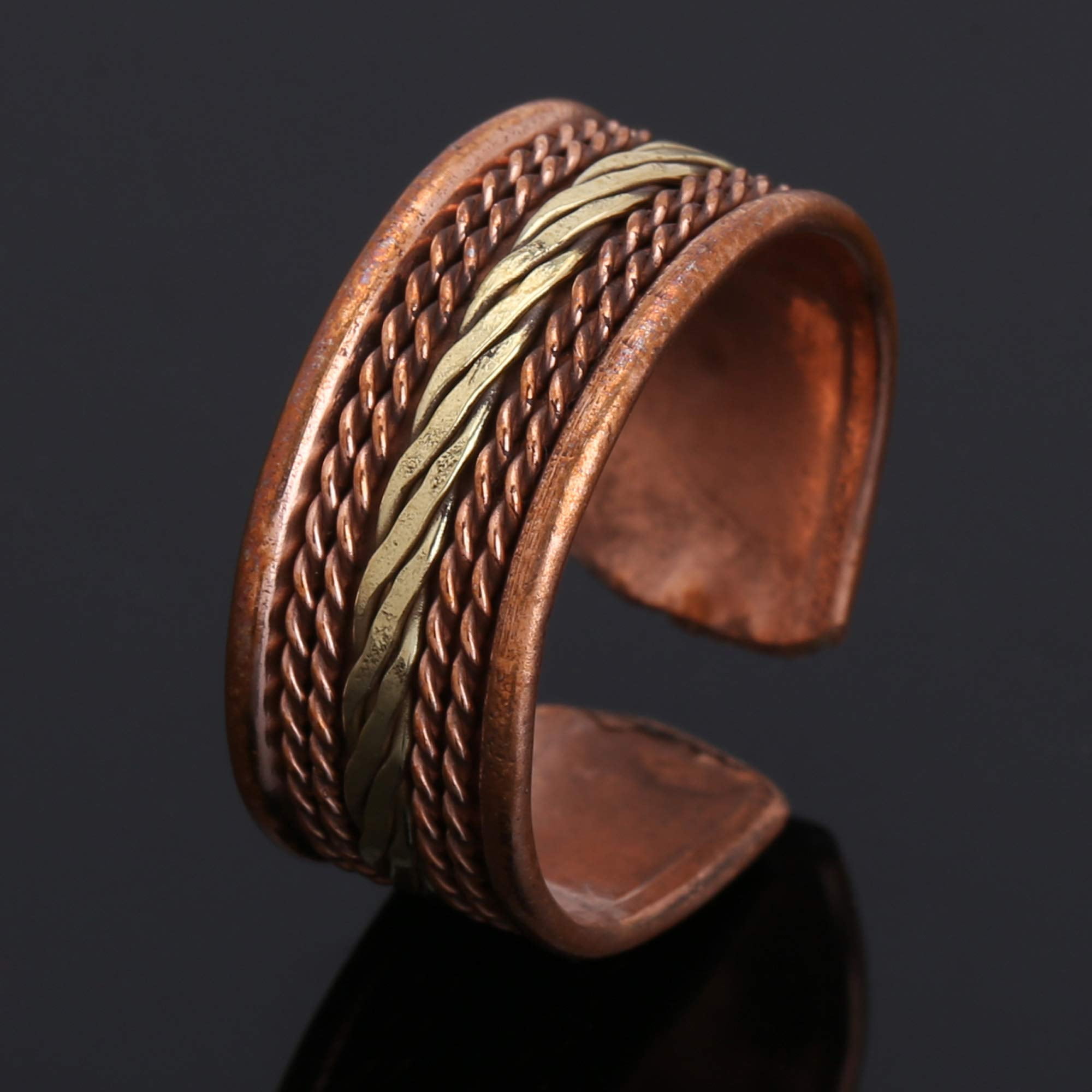 iCraftJewel Pure Copper Thumb Ring Bio Healing Pain Reliever Brown Ring Gift Item for Unisex 