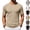 Khaki, variant on Mens Summer Shirts - Mens Short Sleeve T Shirts Casual Crewneck Solid Color Shirt Summer Cable Knitted Stretch Pullover Tees