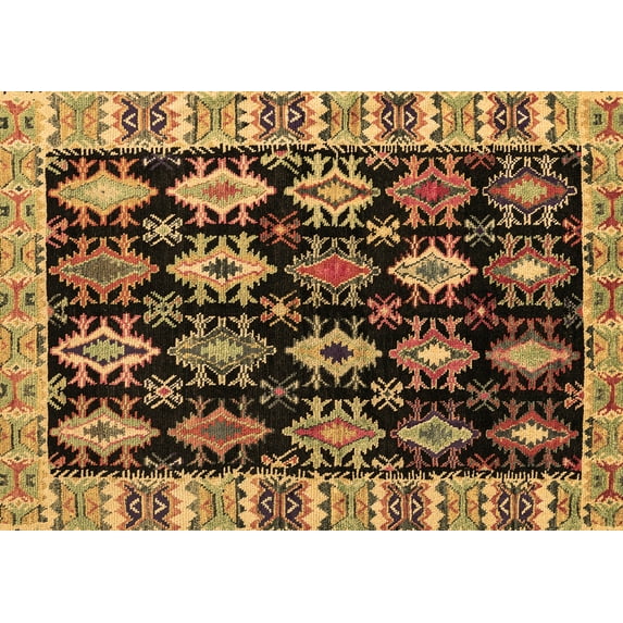Ahgly Company Indoor Rectangle Abstract Brown Modern Area Rugs, 7' x 9'