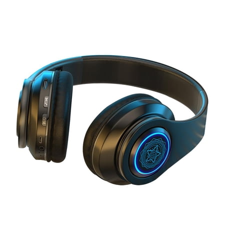 JOGZMZ Wireless Bluetooth Headphones Over Ear with RGB Light and Mic 8 Hours Long Standby Life Foldable Headset