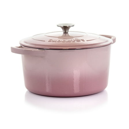 Crock-Pot Artisan 2 Piece 7 Quarts Enamled Cast Iron Dutch Oven in Blush Pink