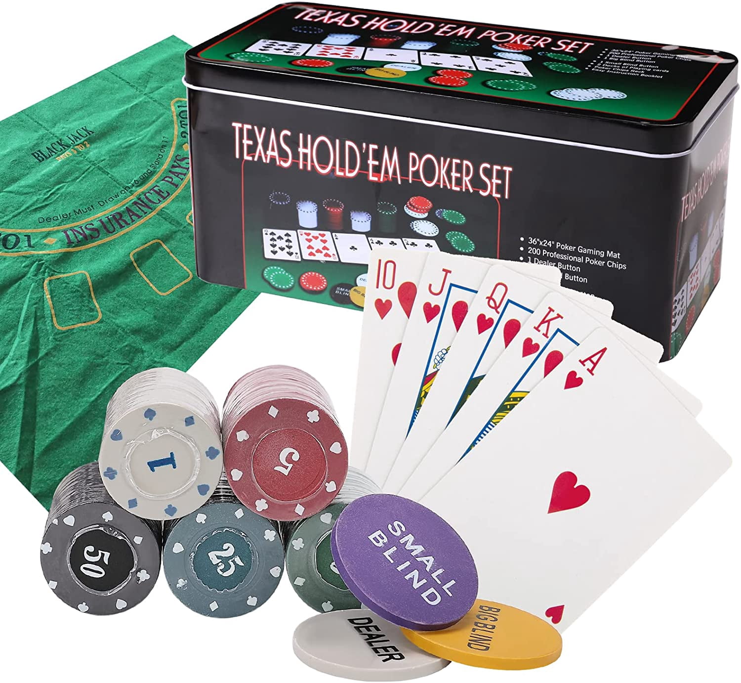 Poker Chips Set | 100 Chips & Dealer Button U2013 House Of Chess