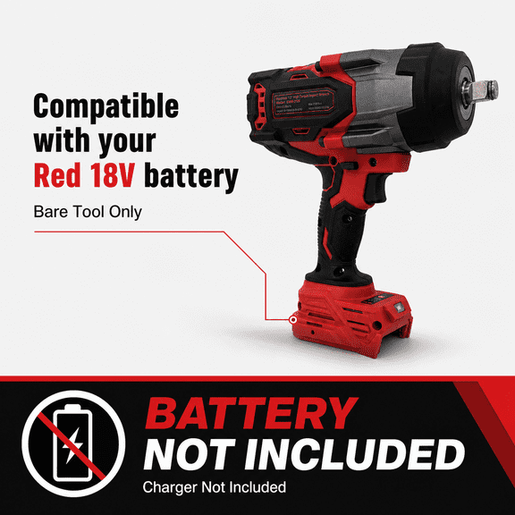 (No Battery) Brushless Cordless Impact Wrench, Milwaukee M18V Battery Compatible - 1700 Ft-lbs Max Torque Brushless Motor, 1/2 inch, 3-Speed