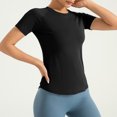 thumbnail image 4 of Prime Sales Today! lcziwo Seamless Workout Tops for Women Short Sleeve Athletic Tees Top Gym Yoga Running Breathable T Shirts Black M, 4 of 7