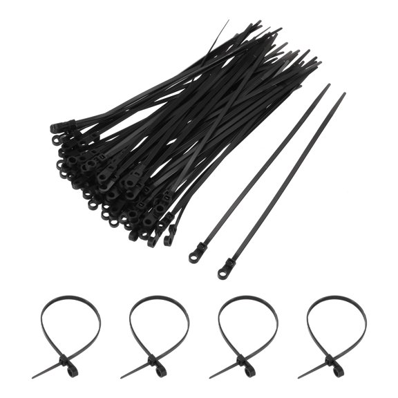Uxcell 250Pcs 9 Inch 44 Lbs Mount Head Cable Zip Ties Self-Locking Nylon Cable Tie Wraps for Cord Management, Black