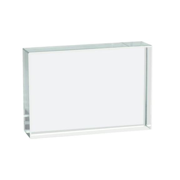 Rectangular Refraction Block, 3" (75mm) x 2" (50mm) x 0.5" (12mm) - Optically Worked Glass - Slightly Beveled Edges - Excellent for Physics Experiments & Photography - Eisco Labs